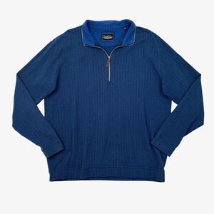 Vintage Straight Down Sweater Mens XL Cadet Blue Quarter Zip Knit Pullover Golf